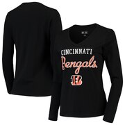 Add Cincinnati Bengals G-III 4Her by Carl Banks Women's Post Season Long Sleeve V-Neck T-Shirt - Black To Your NFL Collection