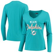 Add Miami Dolphins G-III 4Her by Carl Banks Women's Post Season Long Sleeve V-Neck T-Shirt - Aqua To Your NFL Collection