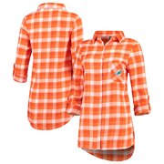 Add Miami Dolphins Concepts Sport Women's Piedmont Flannel Button-Up Long Sleeve Shirt - Orange/White To Your NFL Collection