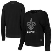 Add New Orleans Saints DKNY Sport Women's Lauren Mesh Logo Raglan Long Sleeve T-Shirt - Black To Your NFL Collection