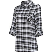 Add Oakland Raiders Concepts Sport Women's Piedmont Flannel Button-Up Long Sleeve Shirt - Black/Silver To Your NFL Collection