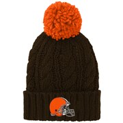 Add Cleveland Browns Girls Youth Team Cable Cuffed Knit Hat with Pom - Brown To Your NFL Collection