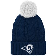 Add Los Angeles Rams Girls Youth Team Cable Cuffed Knit Hat with Pom - Royal To Your NFL Collection