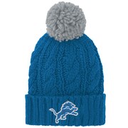 Add Detroit Lions Girls Youth Team Cable Cuffed Knit Hat with Pom - Blue To Your NFL Collection