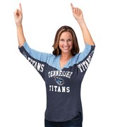 Add Tennessee Titans Hands High Women's In the Zone Tri-Blend 3/4-Sleeve V-Neck T-Shirt - Heathered Navy/Light Blue To Your NFL Collection