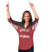 Add Tampa Bay Buccaneers Hands High Women's In the Zone Tri-Blend 3/4-Sleeve V-Neck T-Shirt - Heathered Red/Pewter To Your NFL Collection