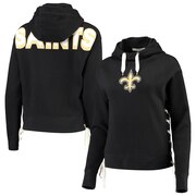 Add New Orleans Saints Junk Food Women's Lace-Up Side Pullover Hoodie - Black To Your NFL Collection