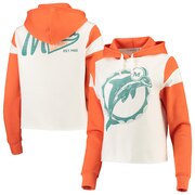 Add Miami Dolphins Junk Food Women's Cropped Fleece Pullover Hoodie - White To Your NFL Collection