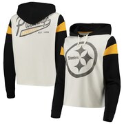 Add Pittsburgh Steelers Junk Food Women's Cropped Fleece Pullover Hoodie - White To Your NFL Collection