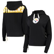 Add Pittsburgh Steelers Junk Food Women's Lace-Up Side Pullover Hoodie - Black To Your NFL Collection