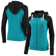 Add Jacksonville Jaguars G-III 4Her by Carl Banks Women's Linebacker Full-Zip Hoodie - Teal/Black To Your NFL Collection