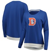 Add Denver Broncos Fanatics Branded Women's Roaring Glory Historic Logo Pullover Sweatshirt - Royal To Your NFL Collection