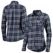 Add Tennessee Titans Antigua Women's Stance Flannel Button-Up Long Sleeve Shirt - Navy/Gray To Your NFL Collection