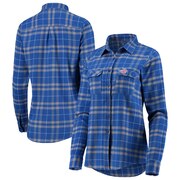 Add New York Giants Antigua Women's Stance Flannel Button-Up Long Sleeve Shirt - Royal/Gray To Your NFL Collection