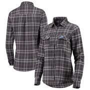 Add Detroit Lions Antigua Women's Stance Flannel Button-Up Long Sleeve Shirt - Gray To Your NFL Collection
