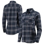 Add New England Patriots Antigua Women's Stance Flannel Button-Up Long Sleeve Shirt - Navy/Gray To Your NFL Collection