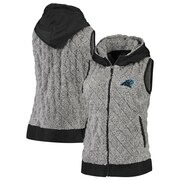 Add Carolina Panthers Antigua Women's Fame Hooded Full-Zip Vest - Heathered Gray To Your NFL Collection