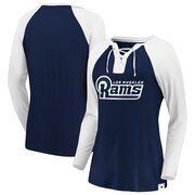 Add Los Angeles Rams NFL Pro Line by Fanatics Branded Women's Break Out Play Lace-Up V-Neck Raglan Long Sleeve T-Shirt - Navy/White To Your NFL Collection