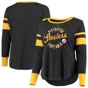 Add Pittsburgh Steelers Touch by Alyssa Milano Women's Plus Size Stadium Thermal Long Sleeve T-Shirt - Black/Gold To Your NFL Collection