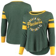 Add Green Bay Packers Touch by Alyssa Milano Women's Plus Size Stadium Thermal Long Sleeve T-Shirt - Green/Gold To Your NFL Collection