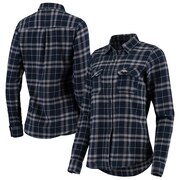 Add Denver Broncos Antigua Women's Stance Flannel Button-Up Long Sleeve Shirt - Navy/Gray To Your NFL Collection