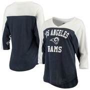 Add Los Angeles Rams Hands High Women's In the Zone 3/4-Sleeve V-Neck T-Shirt - Navy/White To Your NFL Collection