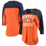 Add Denver Broncos Hands High Women's In the Zone 3/4-Sleeve V-Neck T-Shirt - Orange/Navy To Your NFL Collection