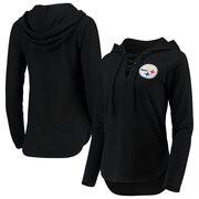 Add Pittsburgh Steelers Touch by Alyssa Milano Women's Soaring V-Neck Pullover Hoodie - Black To Your NFL Collection