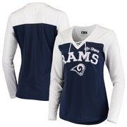 Add Los Angeles Rams G-III 4Her by Carl Banks Women's Laces Out Long Sleeve T-Shirt - White/Navy To Your NFL Collection