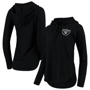 Add Oakland Raiders Touch by Alyssa Milano Women's Soaring V-Neck Pullover Hoodie - Black To Your NFL Collection