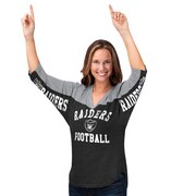 Add Oakland Raiders Hands High Women's In the Zone 3/4-Sleeve V-Neck T-Shirt - Black/Silver To Your NFL Collection