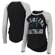 Add Carolina Panthers Touch by Alyssa Milano Women's Waffle Raglan Long Sleeve T-Shirt - Black/Gray To Your NFL Collection