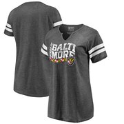 Add Baltimore Ravens NFL Pro Line by Fanatics Branded Women's Hometown Refresh Tri-Blend Notch Neck T-Shirt - Charcoal To Your NFL Collection