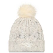 Add New England Patriots New Era Women's Cuffed Knit Hat with Fuzzy Pom - Cream To Your NFL Collection