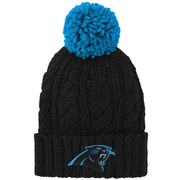 Add Carolina Panthers Girls Youth Team Cable Cuffed Knit Hat with Pom - Black To Your NFL Collection