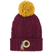 Add Washington Redskins Girls Youth Team Cable Cuffed Knit Hat with Pom - Burgundy To Your NFL Collection