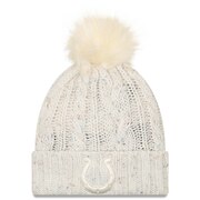 Add Indianapolis Colts New Era Women's Cuffed Knit Hat with Fuzzy Pom - Cream To Your NFL Collection