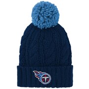 Add Tennessee Titans Girls Youth Team Cable Cuffed Knit Hat with Pom - Navy To Your NFL Collection