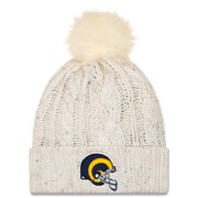 Add Los Angeles Rams New Era Women's Cuffed Knit Hat with Fuzzy Pom - Cream To Your NFL Collection