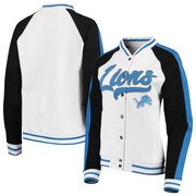 Add Detroit Lions New Era Women's Varsity Full Snap Jacket - White/Black To Your NFL Collection