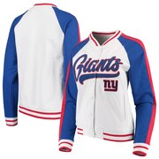 Add New York Giants New Era Women's Varsity Full Snap Jacket - White/Royal To Your NFL Collection