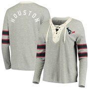 Add Houston Texans Junk Food Women's Thermal Tri-Blend Lace-Up Long Sleeve T-Shirt - Gray To Your NFL Collection