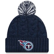 Add Tennessee Titans New Era Women's Cozy Cable Cuffed Knit Hat - Navy To Your NFL Collection