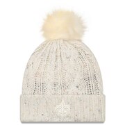 New Orleans Saints New Era Women's Cuffed Knit Hat with Fuzzy Pom - Cream