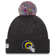 Los Angeles Rams New Era Women's 2019 NFL Crucial Catch Current Logo Cuffed Pom Knit Hat - Heather Gray