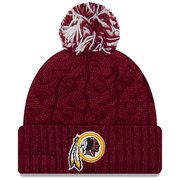 Washington Redskins New Era Girls Youth Cozy Cable Cuffed Knit Hat with Pom - Burgundy