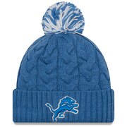 Add Detroit Lions New Era Girls Youth Cozy Cable Cuffed Knit Hat with Pom - Blue To Your NFL Collection