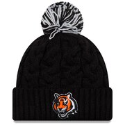 Add Cincinnati Bengals New Era Girls Youth Cozy Cable Cuffed Knit Hat with Pom - Black To Your NFL Collection