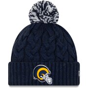 Add Los Angeles Rams New Era Girls Youth Cozy Cable Cuffed Knit Hat with Pom - Navy To Your NFL Collection