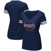 Add New England Patriots Majestic Women's Showtime Tailgate Party Notch Neck T-Shirt - Navy/White To Your NFL Collection